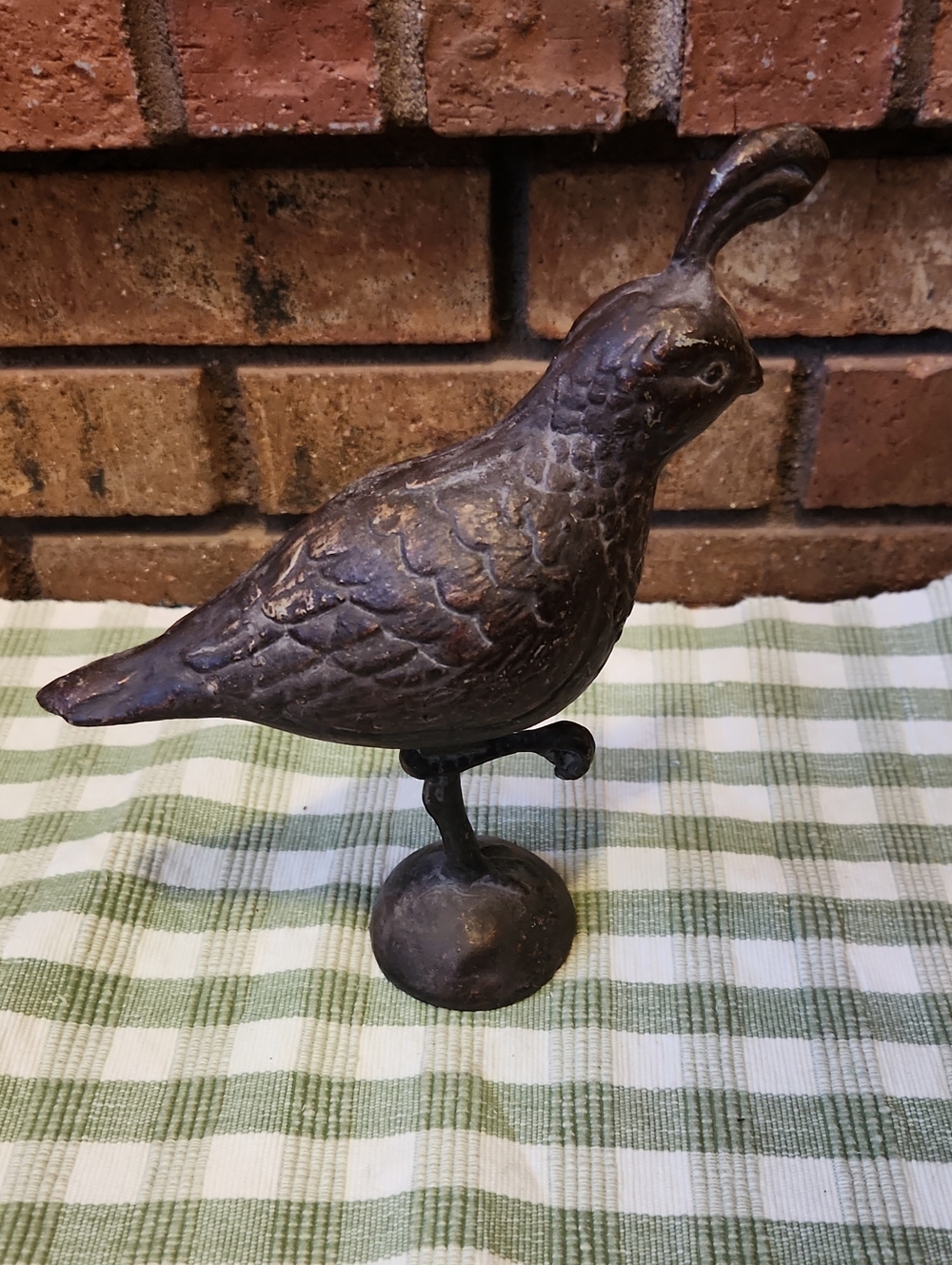 Cast Iron California Quail Figurine Gold Rush Statue Handcrafted
